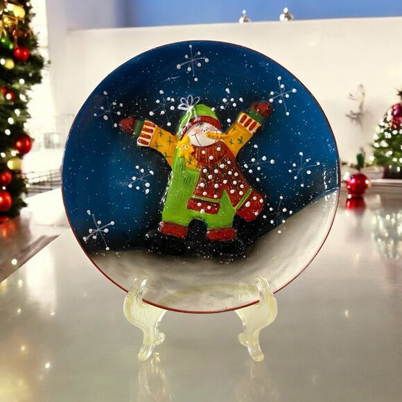 Country Snow Boys Hobby Lobby 8” Plate Snowman Whimsical Winter 2010 - Picture 1 of 8